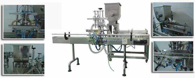 雙頭臥式攪拌直線醬料灌裝機(jī)